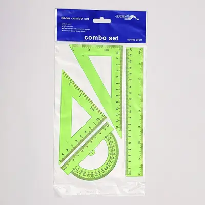 Fluorescent 30CM Hard Ruler (Semicircular Measuring Compass) 4-piece Set Thick