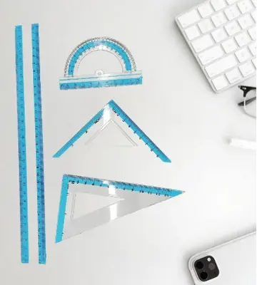 Blue White 30CM Hard Ruler (Semicircular Measuring Compass) 4-piece Set