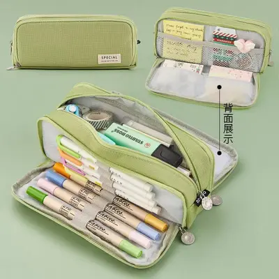 1620-2 Double Window Pen Bag - Green