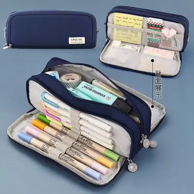 1620-5 Double Window Pen Bag - Navy Blue