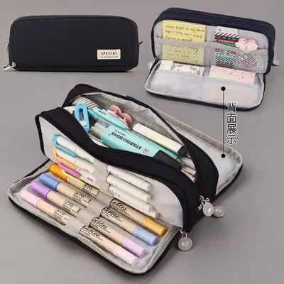 1620-6 Double Window Pen Bag - Black