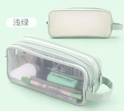 1625-2 Net Mesh Double Layer Pen Bag - Green