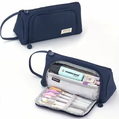 1658-4 Oxford Cloth Triangle Pen Bag - Navy Blue