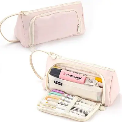 1651-2 Diagonal Triangle Pen Bag - Pink
