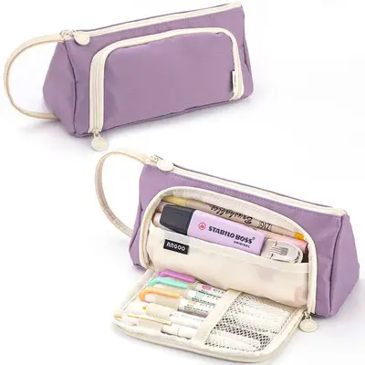 1651-3 Diagonal Triangle Pen Bag - Purple