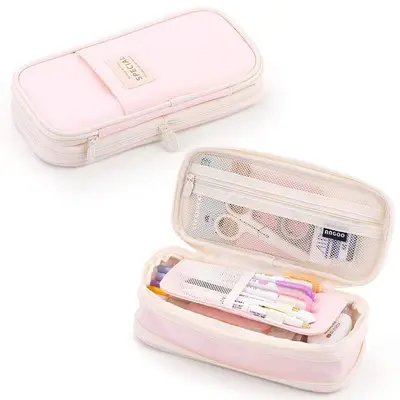 1801-4 Diagonal Stretchable Pen Bag - Pink