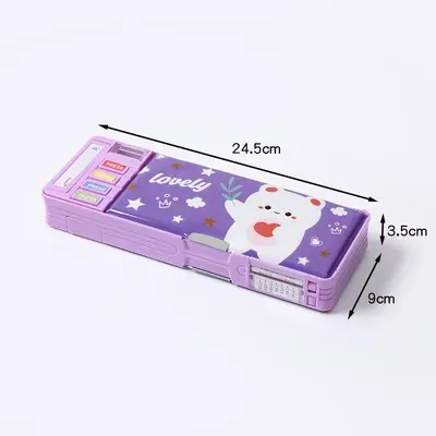 H-8557-3 Double Sided Purple Bear Stationery Box