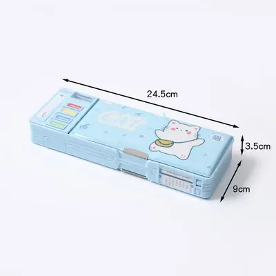 H-8557-5 Double Sided Light Blue Lucky Cat Stationery Box