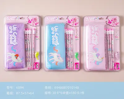 6094 Unicorn Horn Pen Bag and Pencil Set