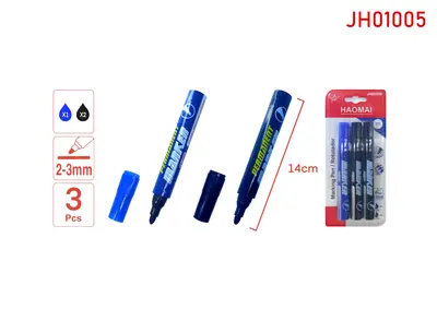 JH01005 3 Marker Pens, 2 Black, 1 Blue