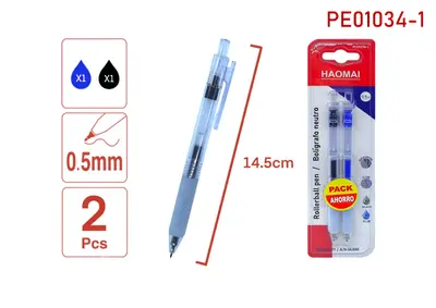 PE01034-1 Two Neutral Pens, Black + Blue