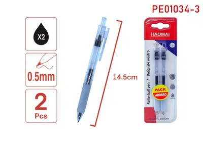 PE01034-3 Two Neutral Pens, Black + Black