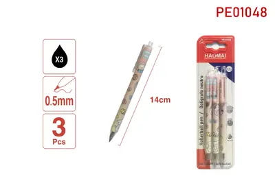 PE01048 Three Neutral Pens - Pen Cartridges 3 Black