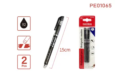 PE01065 Two flower-shaped erasable pens - black and black