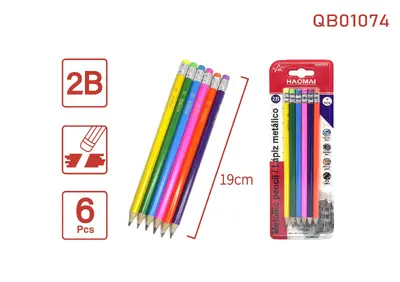 QB01074 Six colored 2B pencils