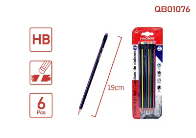 QB01076 Striped rod HB pencils 6