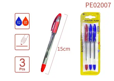 PE02007 2 blue 1 red ballpoint pens