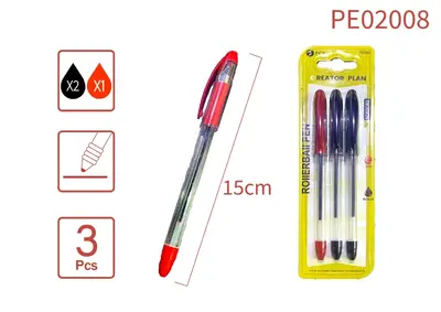 PE02008 2 black 1 red ballpoint pens