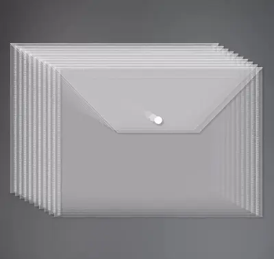 007-W209-16A4 Transparent Buttoned File Bag