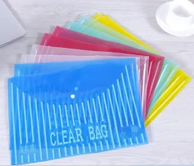 007-KS-35-18A4 Vertical Stripe Buttoned File Bag