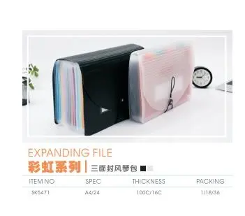 SK5471 Three-Sided Sealed 24-Grid Rainbow Interior Accordian Bag