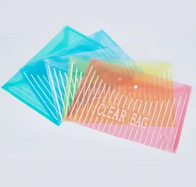 007-KS-35-8FC Vertical Stripe Buttoned File Bag