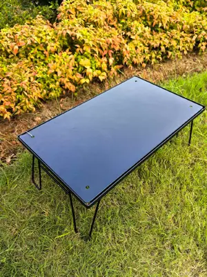 Black Mesh Table with Steel Top - W-116