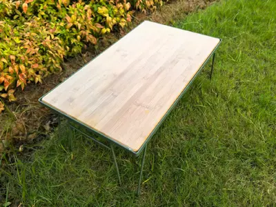 Green Mesh Table with Bamboo Top - W-117