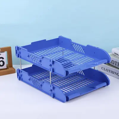 528 two-layer iron column file tray