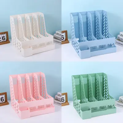 2094 macaroon four sets of file shelves with pen holder