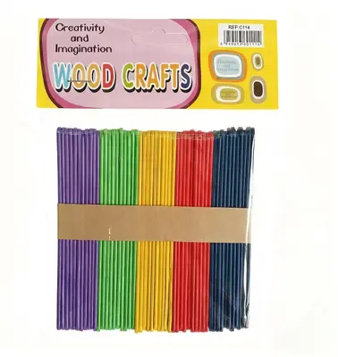 C114A Level Educational 114mm Colored Ice Cream Sticks (50 Pieces)