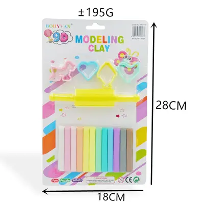 18611P12 Colors Rubber Clay + 4 Play + Large Roller