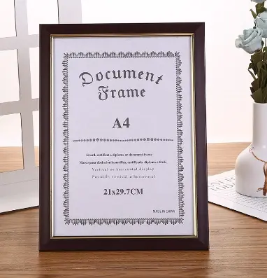 A4 Picture Frame - Mahogany Gold Edge (Without Stand)
