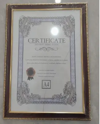 A4 Picture Frame - Mahogany Gold Beaded Edge (Without Stand)