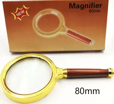 80mm Wooden Handle Magnifying Glass in Box