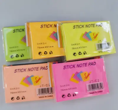 JT-B2 Fluorescent 3*2 Single-Sided Post-it Notes, 100 Sheets