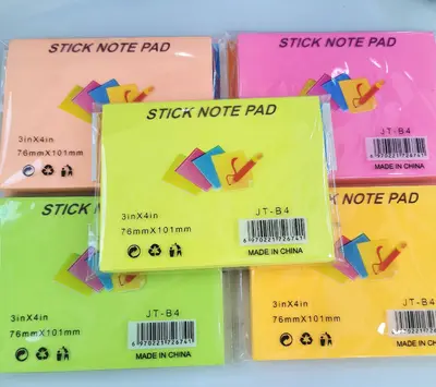 JT-B4 Fluorescent 3*4 Single-Sided Post-it Notes, 100 Sheets
