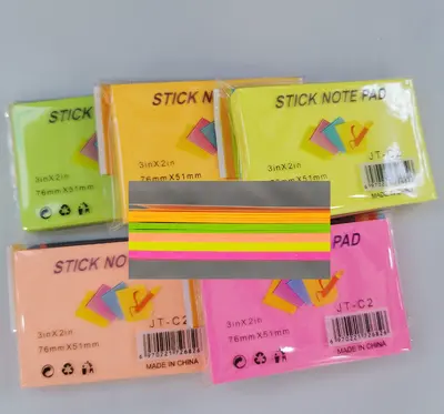 JT-C2 Fluorescent 3*2 Multi-Color Post-it Notes, 100 Sheets