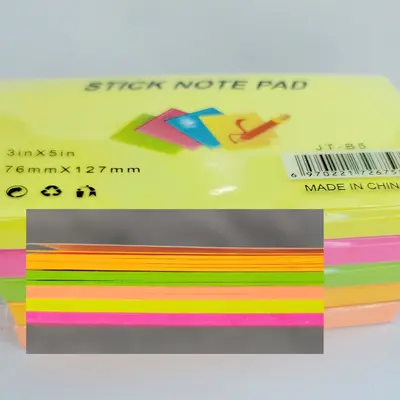 JT-C5 Fluorescent 3*5 Multi-Color Post-it Notes, 100 Sheets