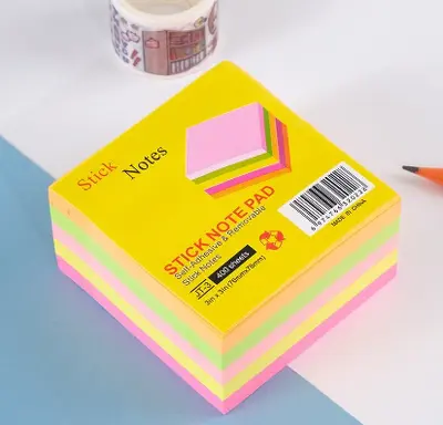 JT-3 Fluorescent 3*3 Post-it Notes, 400 Sheets (Multi-Color Pack)
