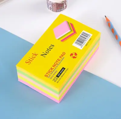 JT-5 Fluorescent 3*5 Post-it Notes, 400 Sheets (Multi-Color Pack)