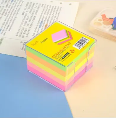 JT-3 Fluorescent Stackable 3*3 Post-it Notes 500 Sheets Acrylic Box