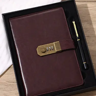 Password lock stationery set - Brown