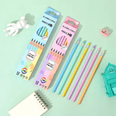 LC-7007 pearl triangular with leather tips 12 pieces of HB pencils