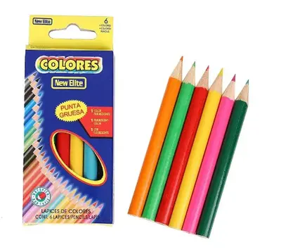 6-color plastic rod colored pencils - short 3.5