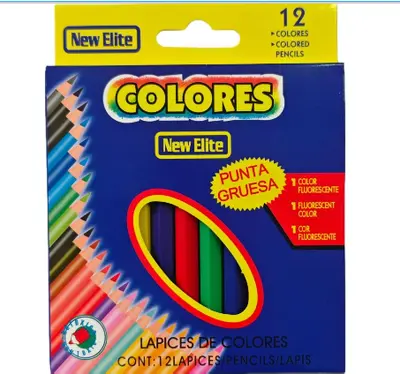 12-color plastic rod colored pencils - short 3.5