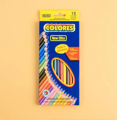 12-color plastic rod colored pencils - long