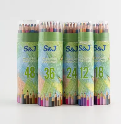 18-color plastic rod colored pencils in barrels