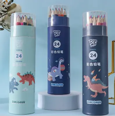 BN3667-24 Colored pencil buckets, dinosaur theme