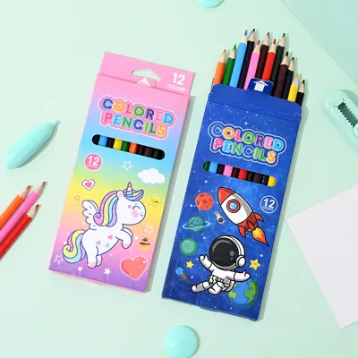 LC1712 Poplar wood colored pencil case, 12 colors